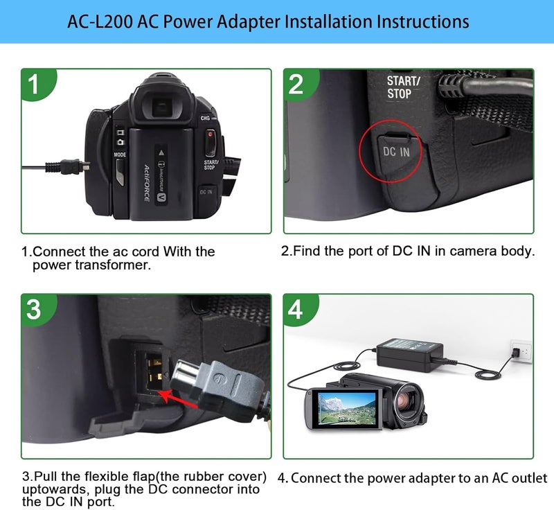 TKDY AC-L200 Charger for Sony Handycam, Replacement for AC-L200 L25 Power Adapter, Compatible with DCR-DVD DCR-HC DCR-SR DCR-SX HDR-CX HDR-PJ HDR-SR NEX-VG Series etc, 100-240V Travel Friendly. - Image 4